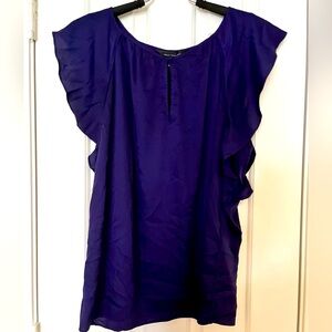 🌸 White House Black Market Womens Sz XL Purple Ruffled Sleeveless Top